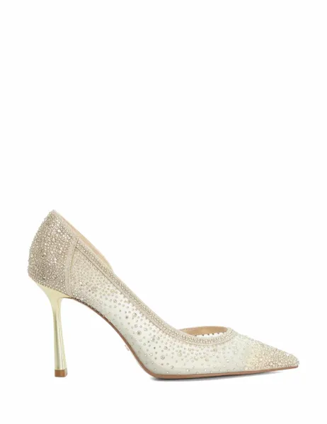 Dune London Sparkle Stiletto Heel Court Shoes Gold