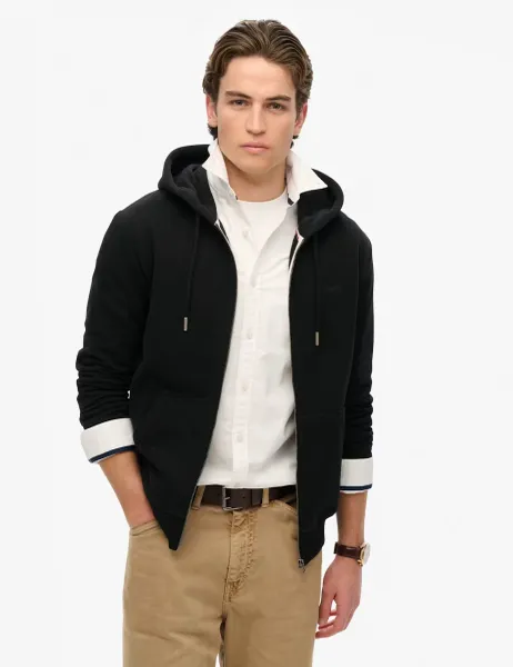 Superdry & Co Cotton Rich Zip Up Hoodie Black