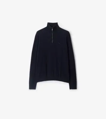 Cashmere Blend Half-zip Sweater in Navy
