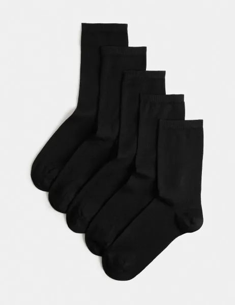 Marks & Spencer 5pk SuperSoft Ankle Socks Black