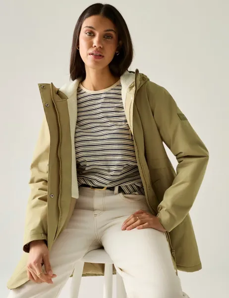 Regatta Brielly Waterproof Insulated Hooded Raincoat Beige
