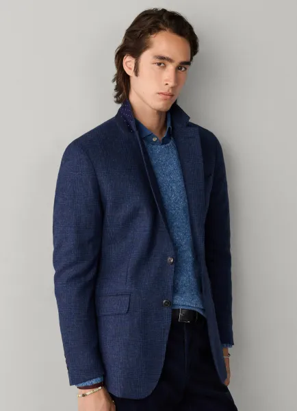 Hackett Stretch Wool Blend Checked Blazer with Bib