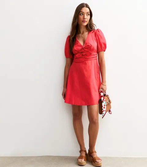 Women's Red Double Bow Mini Dress
