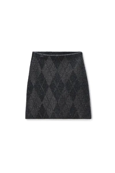 Crystal Hotfix Argyle Wool-Blend Tennis Skirt