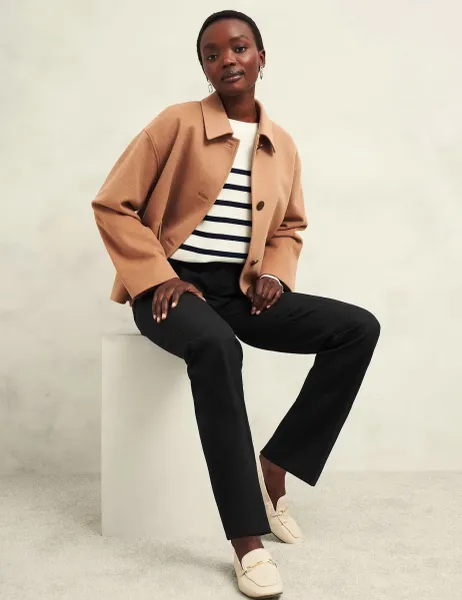 Hobbs Wool Blend Straight Leg Trousers Black