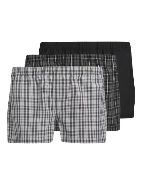 Jack & Jones 3 Pack Pure Cotton Woven Boxers Grey Mix