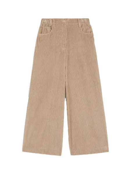 Cropped Cotton Velvet Trousers Sand