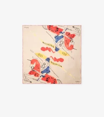 Watercolour Knight​ Silk Scarf in Linen beige