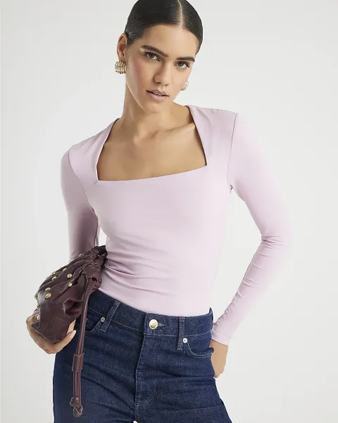 River Island Long Sleeve Square Neck Bodysuit