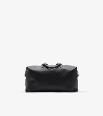 Embossed Check Duffle Bag in Black