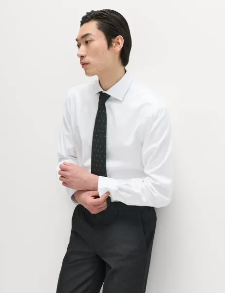 M&S SARTORIAL Pure Cotton Twill Shirt White