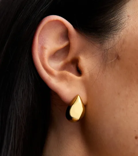 Gold Tone Waterproof Teardrop Earrings