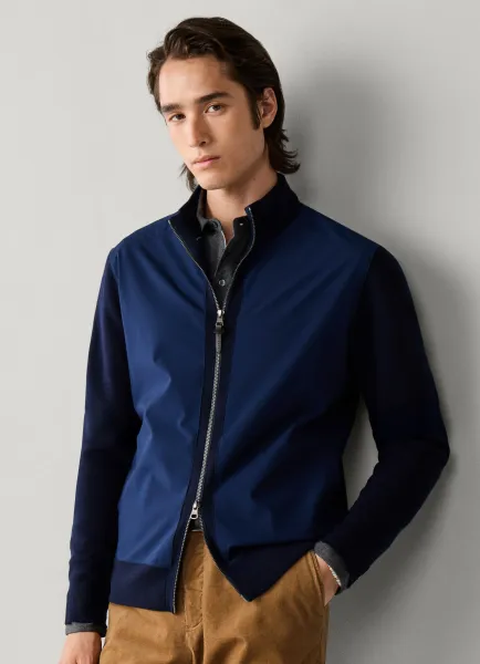 Merino Wool Knit Hybrid Full Zip Jacket