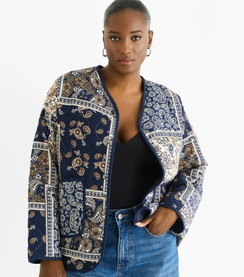 Women's Tile Blue Pattern Lightweight Jacket