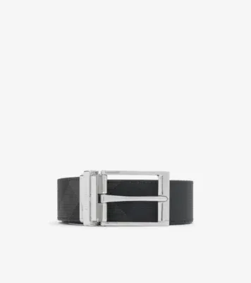 Reversible Check Belt in Charcoal grey/silver
