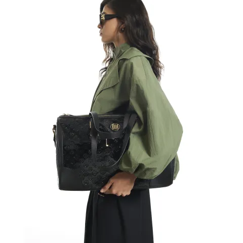 River Island Patent Monogram Charm Holdall Bag