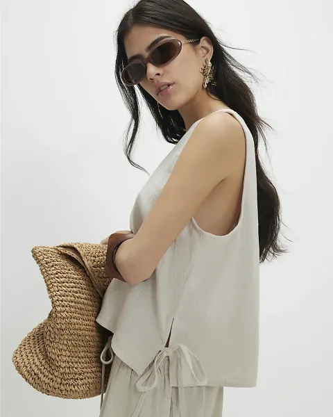 River Island Petite Linen Blend Tank Top