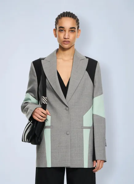 Off-White Stretch Color Block Blazer