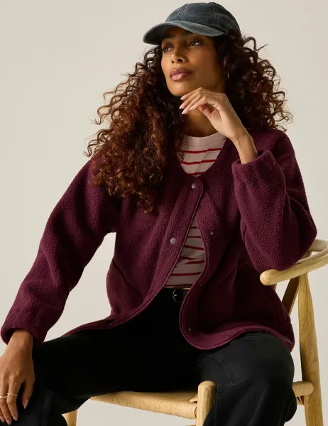 Regatta Lea Borg Full Button Fleece Burgundy