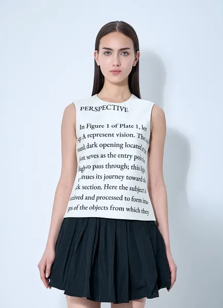 Text Print Satin Top