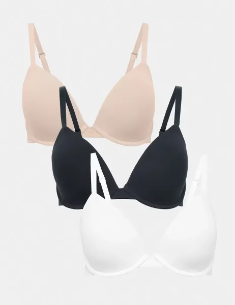 Marks & Spencer 3pk Wired Plunge T-Shirt Bras A-E Opaline Mix