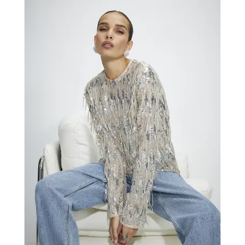 River Island Sequin Fringe Top
