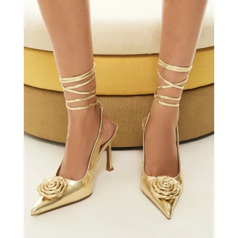 River Island Lace Up Rose Court Heels