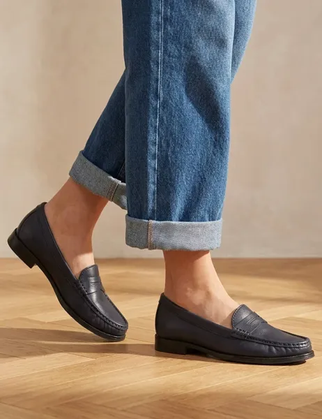 Jones Bootmaker Wide Fit Suede Loafers Navy