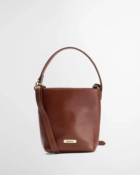 BARBOUR Cedar Mini Leather Bucket Bag