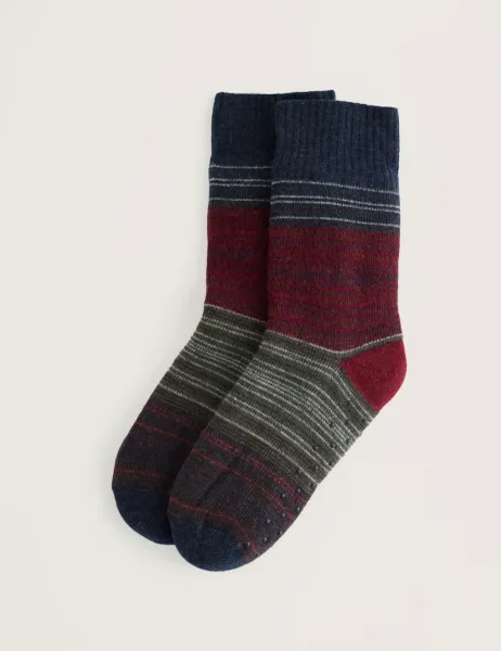 Seasalt Cornwall Striped Lambswool Rich Slipper Socks Multi