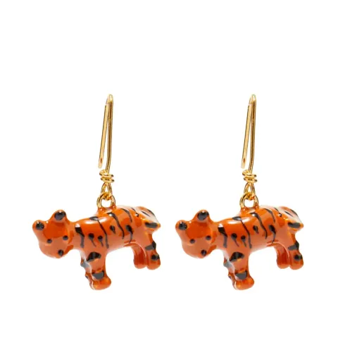 Enamel Tiger Earrings
