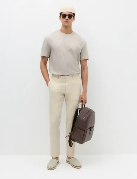 Marks & Spencer Relaxed Fit Cotton Rich Ultimate Performance Striped T-Shirt Chocolate Mix