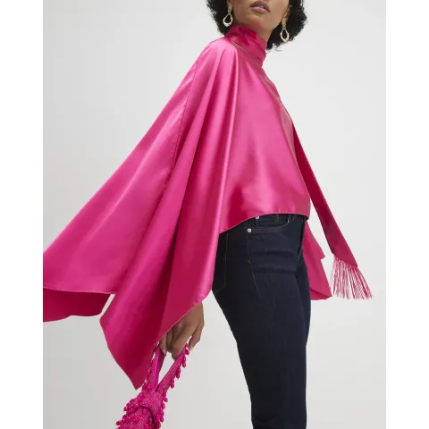 River Island Satin Fringed Scarf Cape