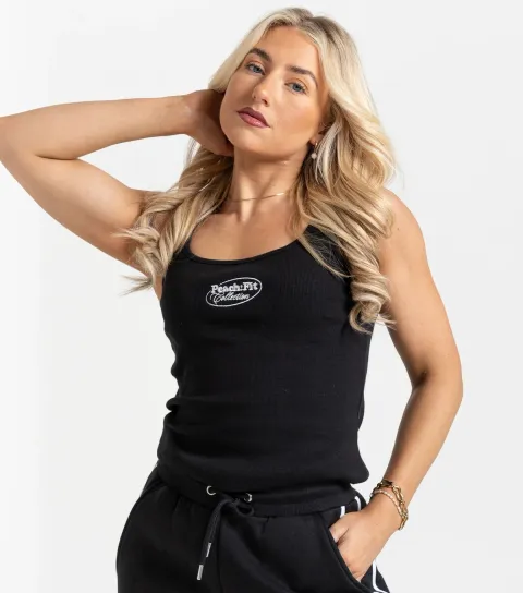 Women's Peach:Fit Black Laelia Ribbed Vest Top