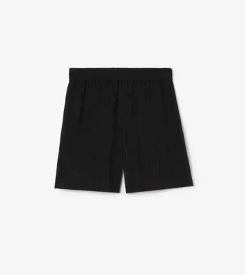 Check Cotton Voile Shorts in Black