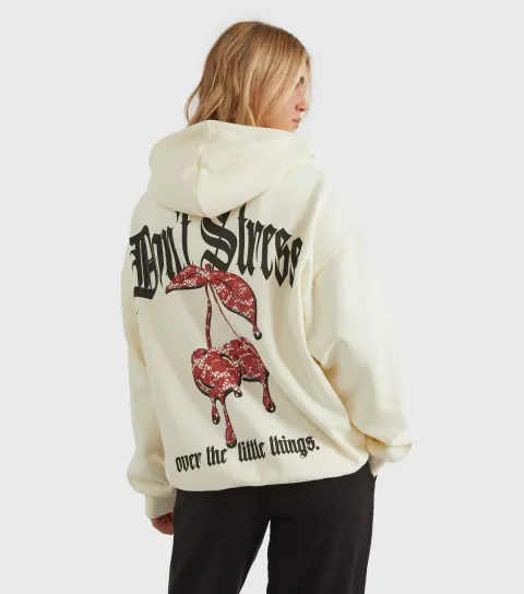 Women's Cream Don't Stress Logo Hoodie