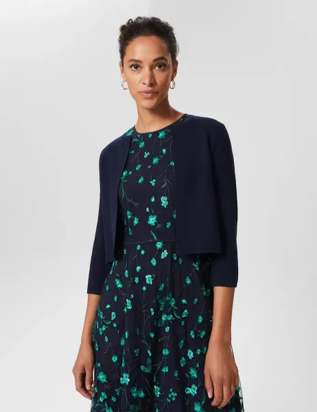 Hobbs Edge to Edge Cropped Cardigan Navy