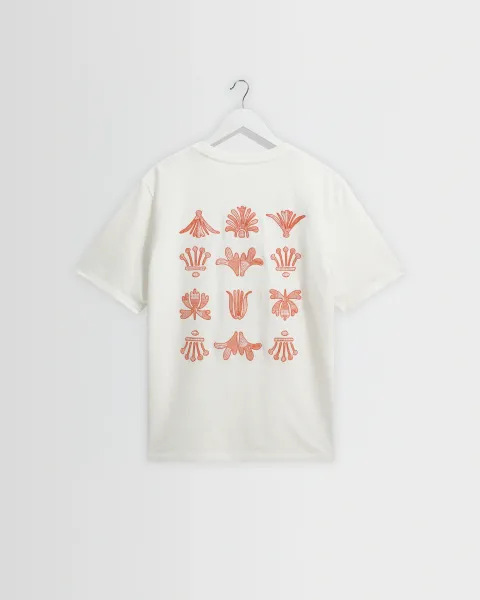 Dean - Ecru and Rust Grid Embroidered t-Shirt