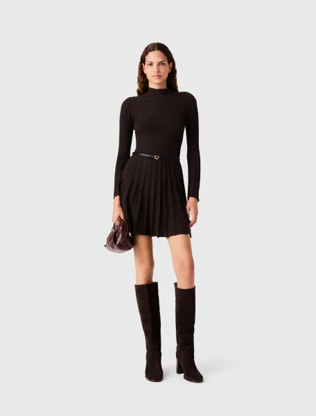 High-neck short skater dress