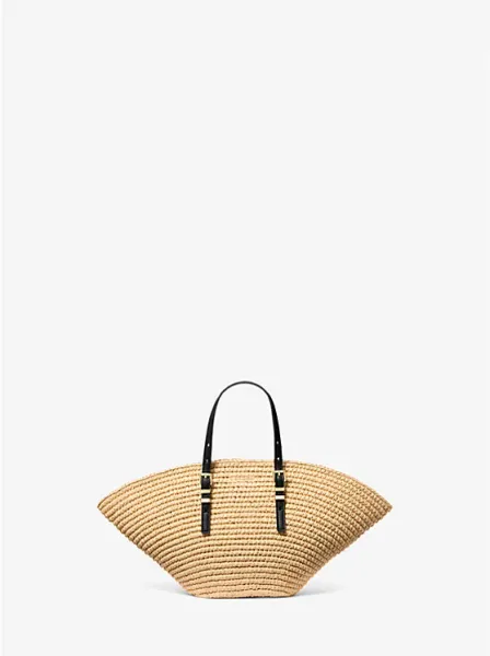 Michael Kors Isa Small Hand-Crocheted Straw Tote Bag