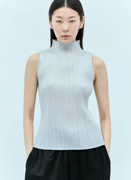 High Neck Pleated Top