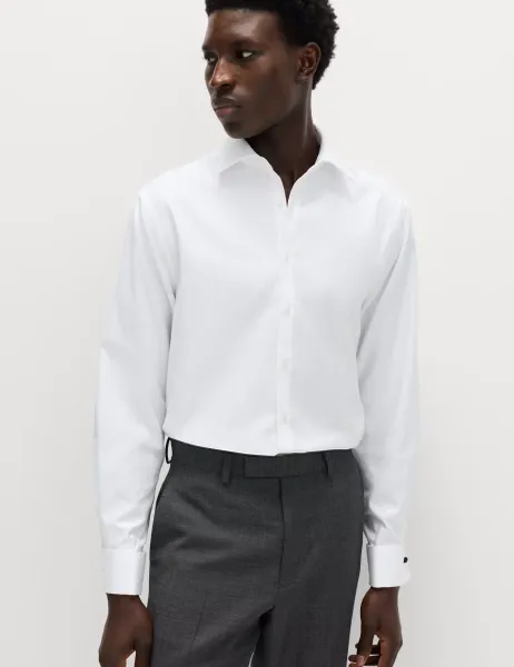 M&S SARTORIAL Regular Fit Easy Iron Luxury Cotton Shirt White