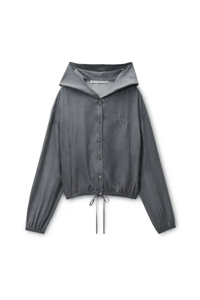 Cropped Hoodie in Silk