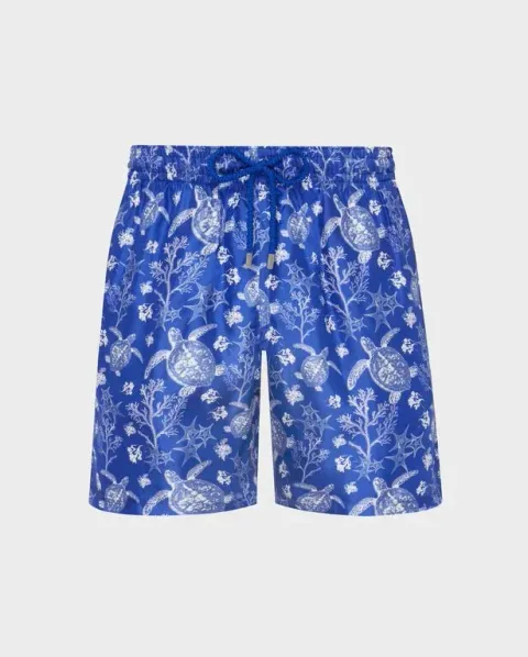 Vilebrequin Men Silk Bermuda Shorts X-ray Turtles
