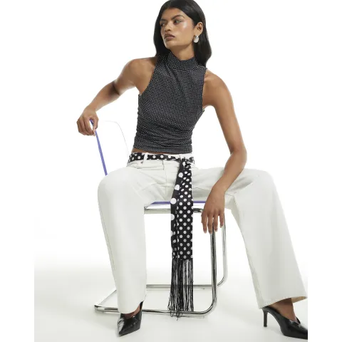 River Island Spot High Neck Sleeveless Top
