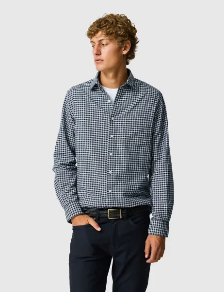Rodd & Gunn Slim Fit Cotton Linen Blend Oxford Shirt Blue Mix