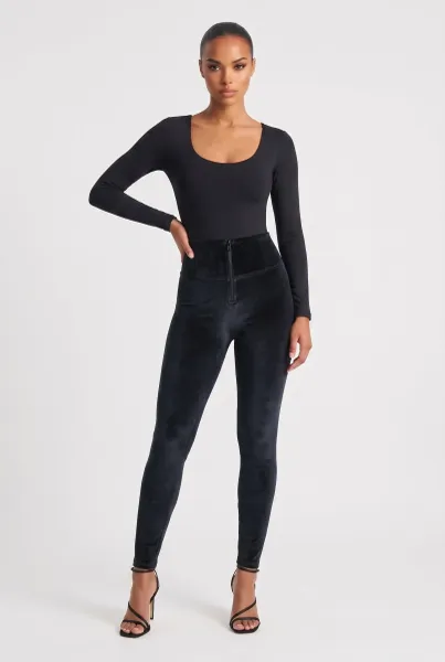 Freddy WRUP Velvet - High Waisted - Full Length - Black