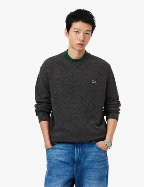 Lacoste Pure Merino Wool Crew Neck Jumper Grey