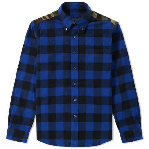 SOPHNET. Flannel Check & Camo B.D Shirt
