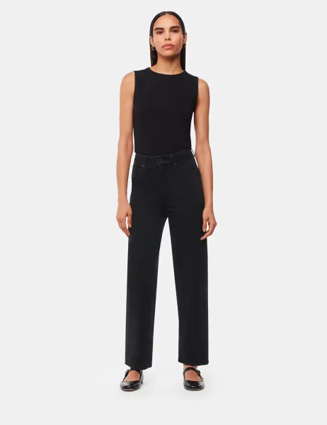Whistles Mid Rise Barrel Leg Ankle Grazer Jeans Black